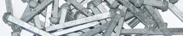 Hardened, galvanized and zinc coated steel nails