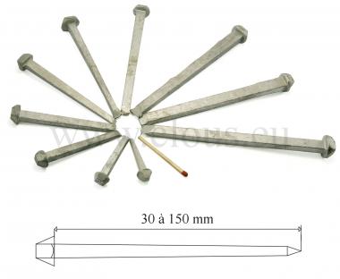 "Carvelle" forged galvanized steel nail - diamond shaped head (100 nails) 