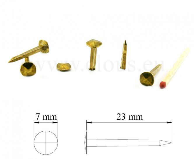Brass forged nail (100 nails) L : 23 mm - Ø 8 mm 